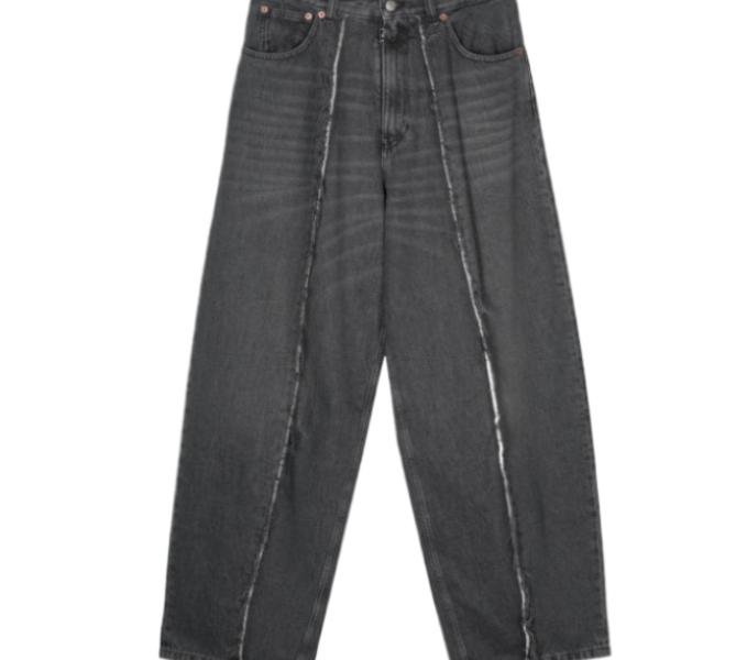 Straight washed denim pants - Gray