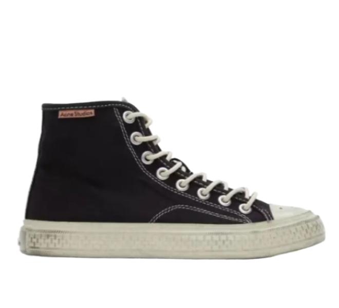 24 SS Acne Studio Black Off White Canvas High Top Sneakers