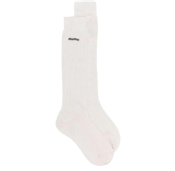 Logo-embroidered ribbed silk socks 