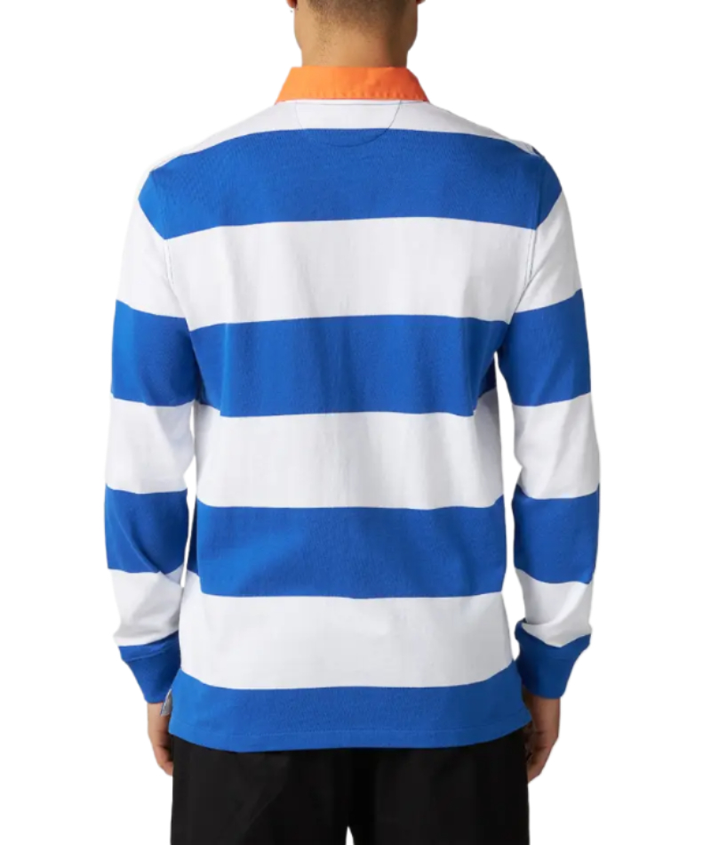 Block Stripe Rugby Long Sleeve Polo Shirt