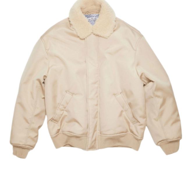 COX SHELL BEIGE SHEARLING BOMBER JACKET