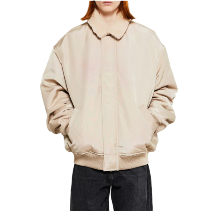 COX SHELL BEIGE SHEARLING BOMBER JACKET
