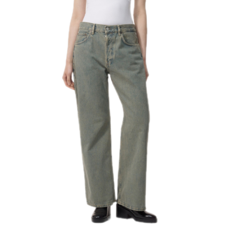 2021F loose fit denim pants - Blue: Beige