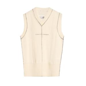 Stitch Detail Wool Blend Knit Vest