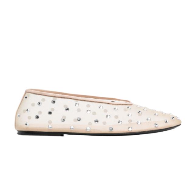 MARC Stone-embellished mesh flat shoes