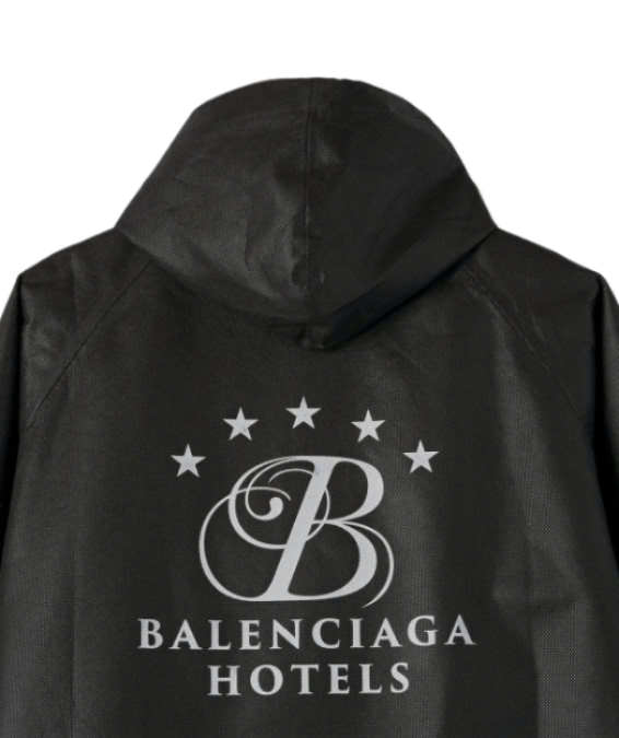 Logo Long Raincoat - Black