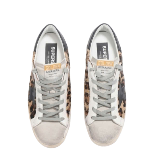 Superstar Classic Sneakers Leopard Print Pony Skin Black Star