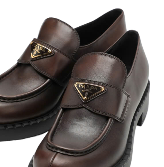 Triangle Logo Leather Loafers