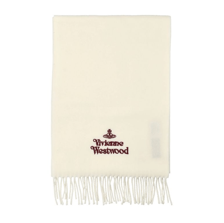 Vivienne Westwood Embroidered Logo Scarf White Wine