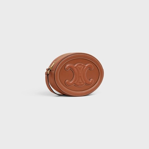 CROSSBODY OVAL PURSE CUIR TRIOMPHE IN SMOOTH CALFSKIN ( Tan )