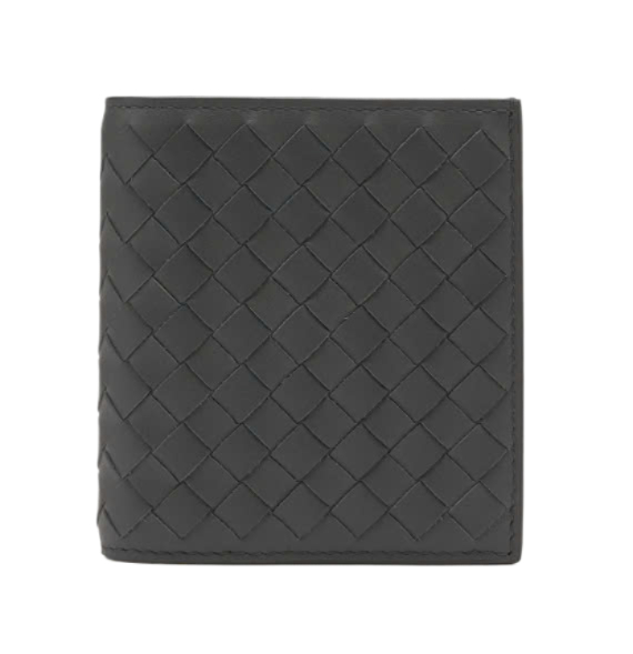 Bottega Veneta Intrecciato Bi-Fold Wallet Dark Grey