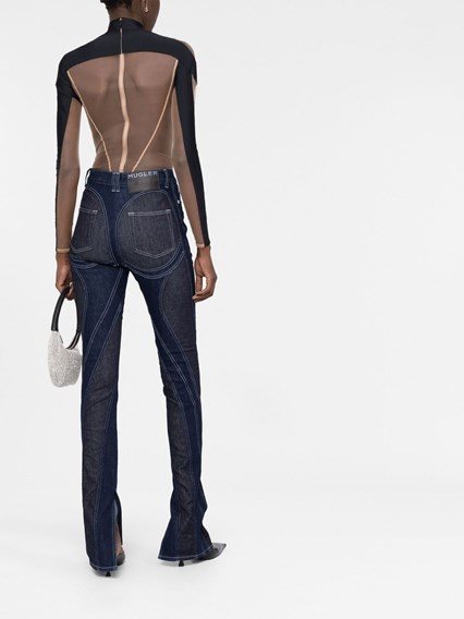sheer panel corset bodysuit