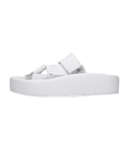 Leather Platform Sandals - White 