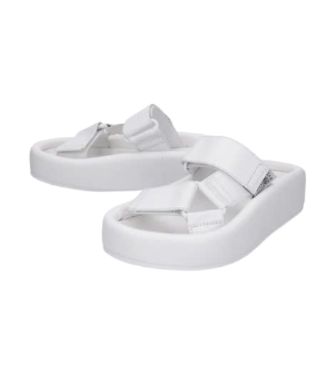 Leather Platform Sandals - White 