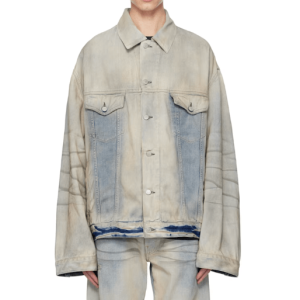 Oversized washed denim jacket