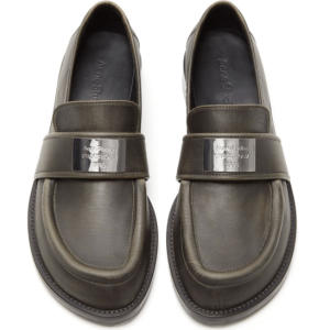Metal logo detail leather loafers