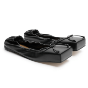 JACQUEMUS Square Toe Bow Leather Ballerina Flats