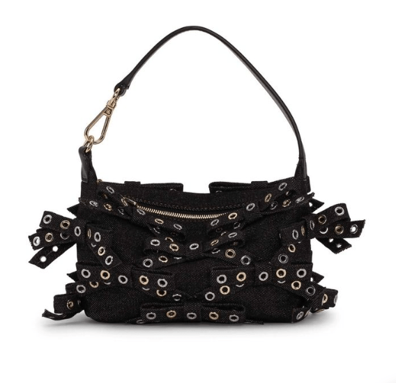 SS25 BUTTERFLY Eyelet Bow Denim Shoulder Bag
