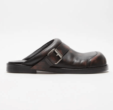 SS25 Vintage Washed Buckle Decorated Leather Bloafers