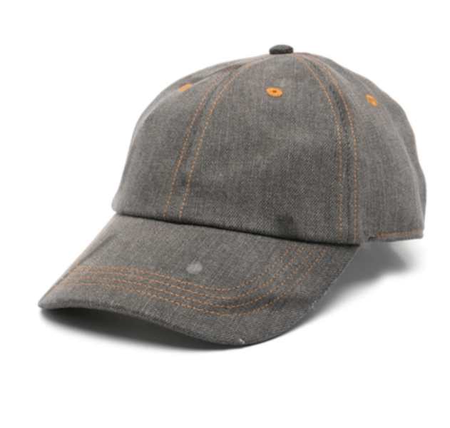 Back logo embroidered cotton denim ball cap