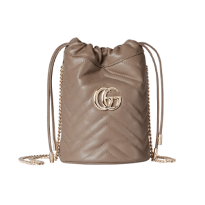 Gucci GG Marmont Mini Leather Bucket Bag Taupe