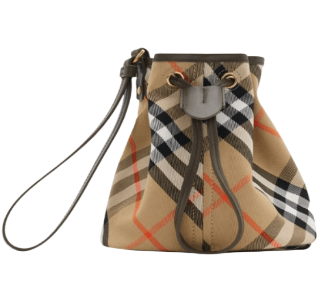 Burberry Check Drawstring Mini Bag Beige
