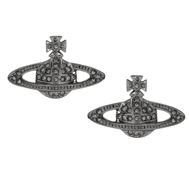 Vivienne Westwood Mini Bas Relief Earrings Ruthenium Black Diamond