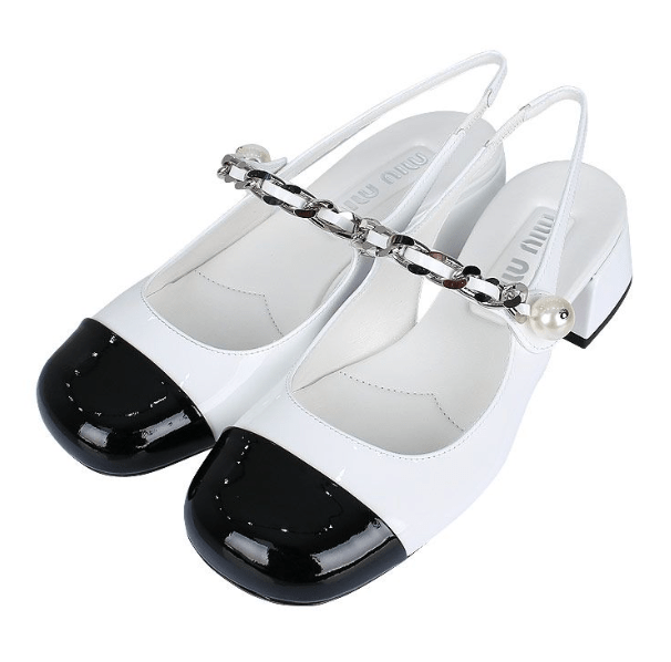 Pearl Chain Strap Slingback Heel