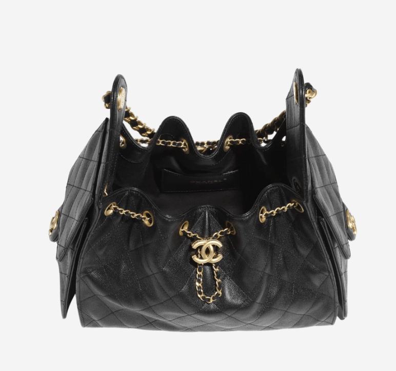 Chanel 25 Small Handbag Grained Calfskin & Gold Black