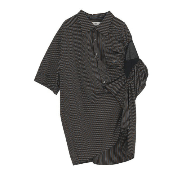 ORB Logo Embroidered Asymmetric Striped Shirt
