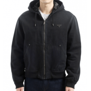 Black cotton zipped jacket