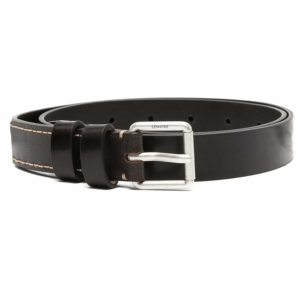 Engraved logo buckle leather belt