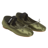 Logo Patch Ballerina Flats Green