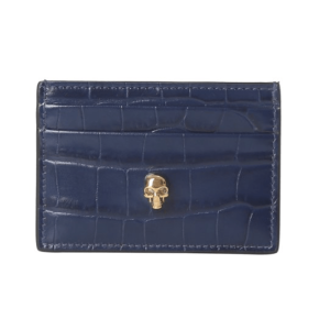 Common Gold Metal Skull Card Holder - Blue 