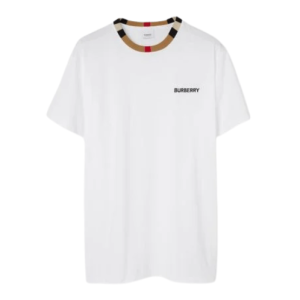 Burberry Icon Stripe Trim Cotton T-shirt in White 
