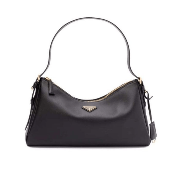 Triangle Logo Leather Shoulder Bag