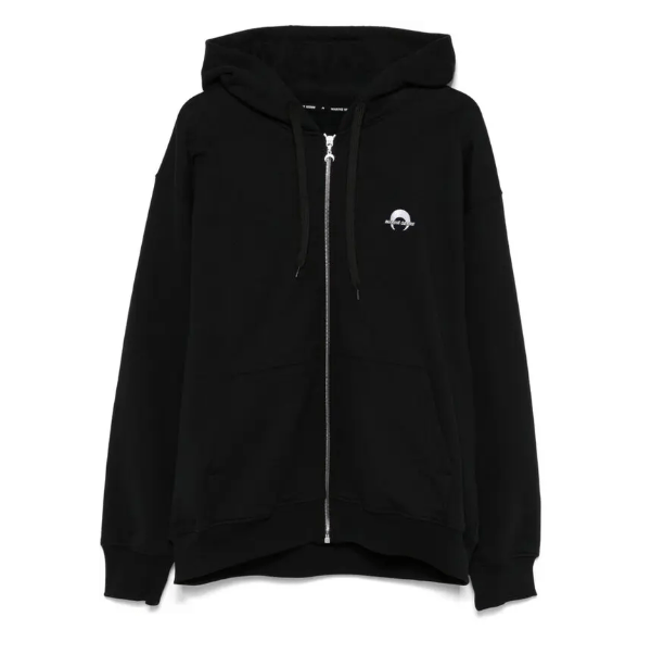Marine Serre Moon Logo Embroidered Zip-Up Jacket In Black
