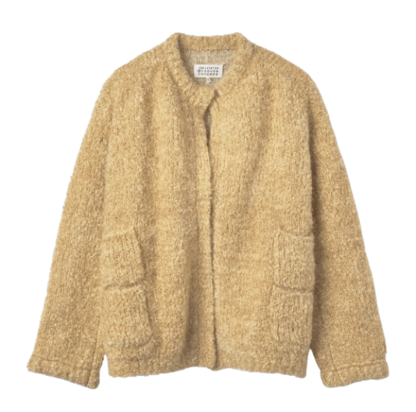 Numbering Logo Knit Cardigan - Beige
