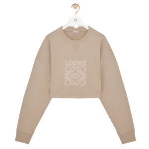 Cropped sweatshirt in cotton - Dark Beige