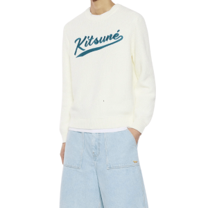 KITSUNE VARSITY EMBROIDERED MESH JUMPER - Milk