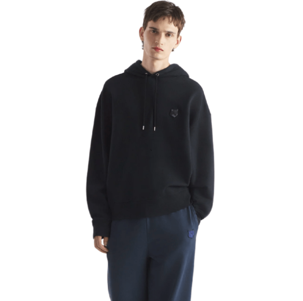 Bold Foxhead Patch Oversized Hoodie - BLACK 