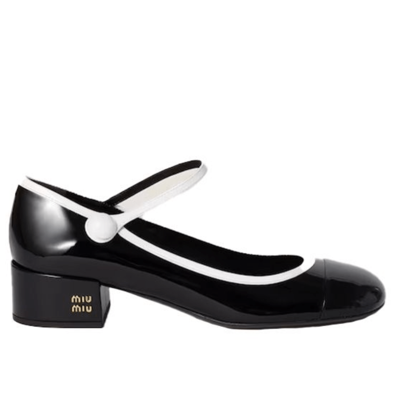 Metal Logo Mary Jane Pumps Heel