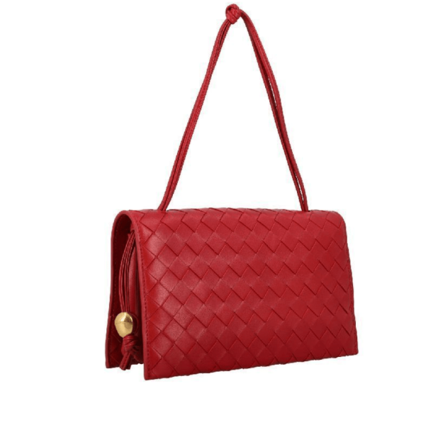 Bottega Veneta Trio Pouch on Strap Apple Candy