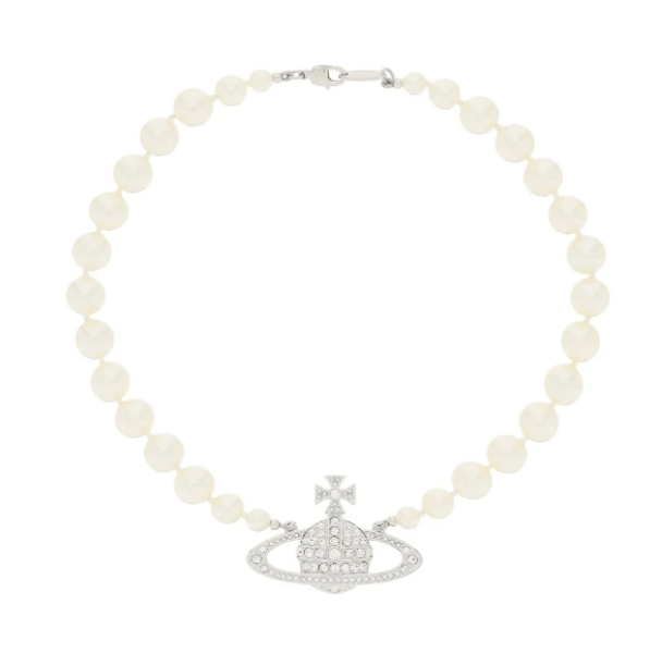 Vivienne Westwood Pearl Bas Relief Necklace Cream