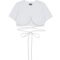 W) Jacquemus Le T-Shirt Baci Gathered Bra T-Shirt White