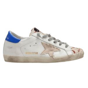 (W) Golden Goose Superstar White Red Blue Heel Tab Sneakers