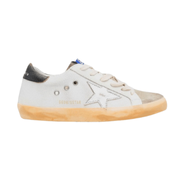 (W) Golden Goose Superstar White Silver Taupe Heel Tab Suede Toe Sneakers