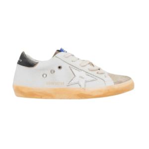 (W) Golden Goose Superstar White Silver Taupe Heel Tab Suede Toe Sneakers