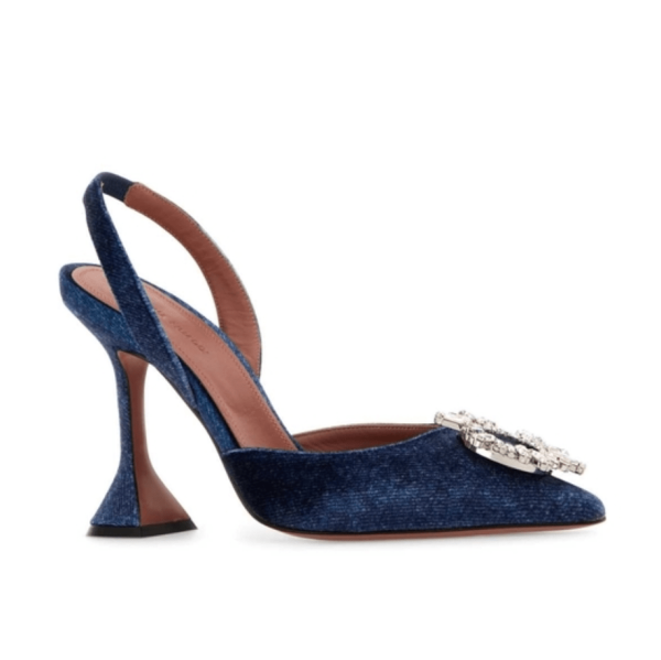 BEGUM denim slingback heel
