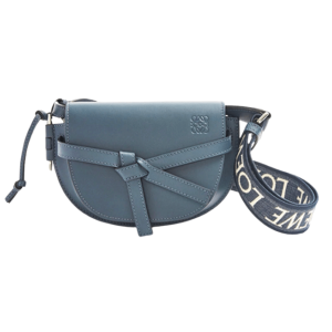 Loewe Mini Gate Dual Bag In Soft Calfskin and Jacquard Onyx Blue S